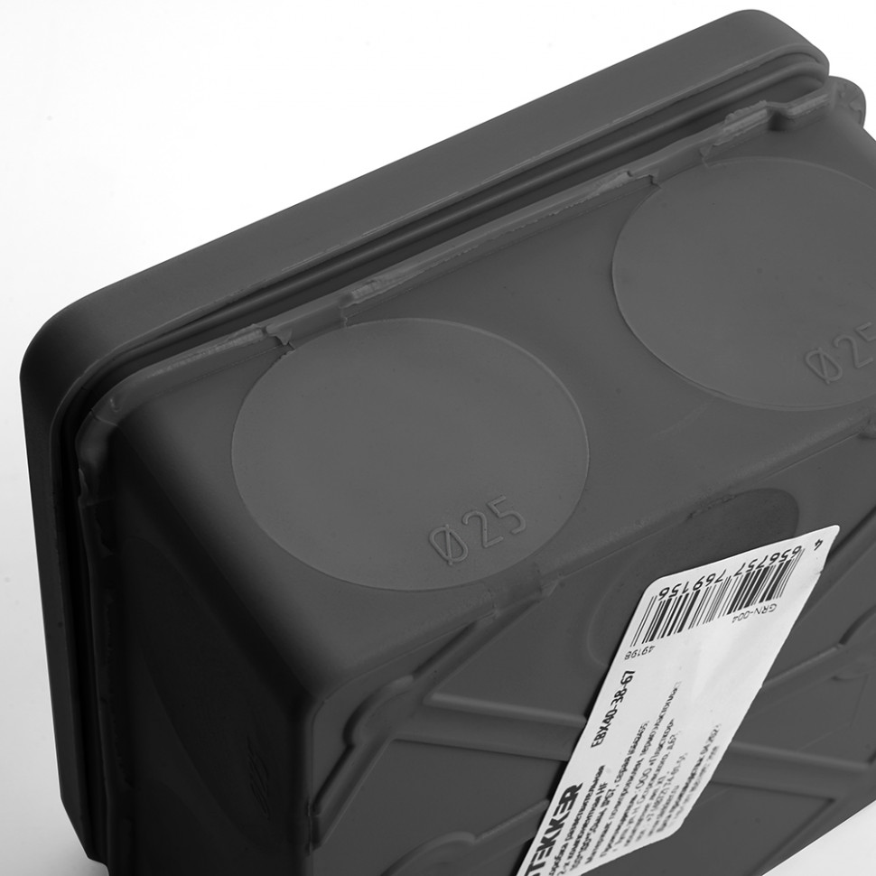 Коробка разветвительная 2х компонентная HF EBX40-38-67 100*100*50мм,8 вводов,IP67,черная(GE42455-05), артикул STEKKER 49654
