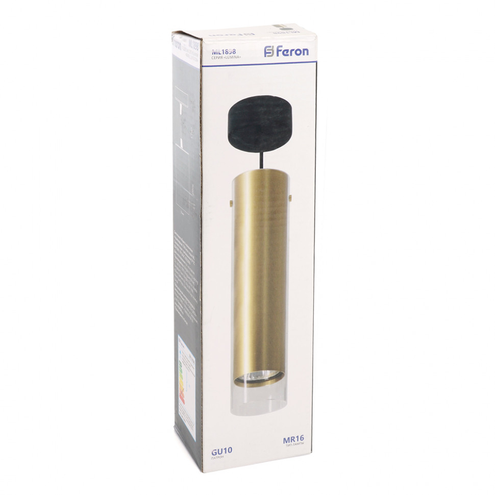 Светильник потолочный Feron ML1898 Barrel LUMINA levitation на подвесе MR16 35W 230V, золото, черный, 55*200, артикул FERON 48747