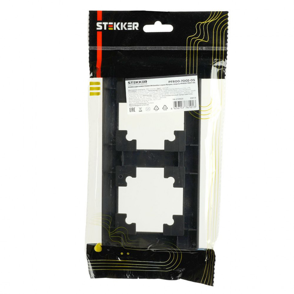 Рамка STEKKER, PFR00-7002-05 2-местная, пластик, серия Катрин, черный, артикул STEKKER 39813