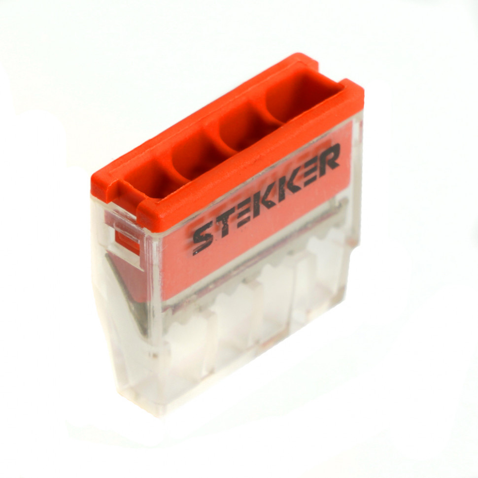 Клемма монтажная 4-проводная STEKKER  для 1-жильного проводника, LD2273-204, артикул STEKKER 32390