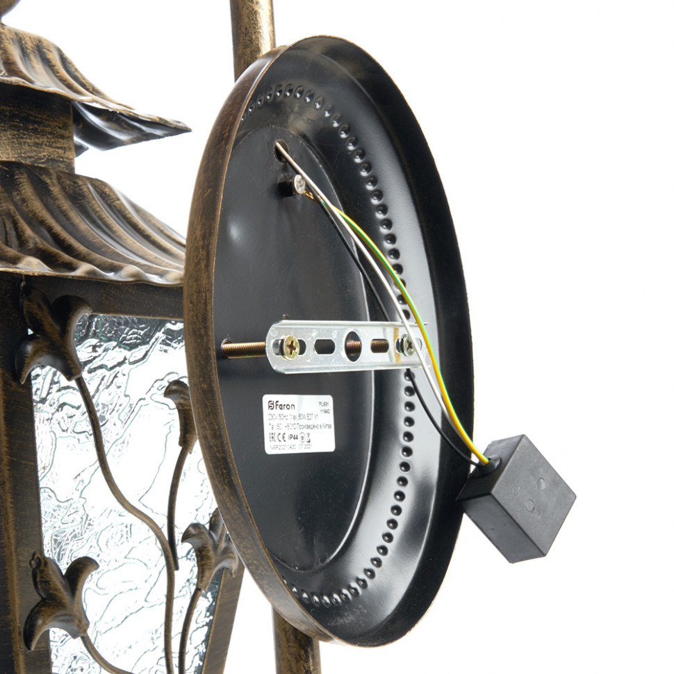 Светильник садово-парковый Feron PL631 на стену вниз 60W 230V E27, черное золото, артикул FERON 11642