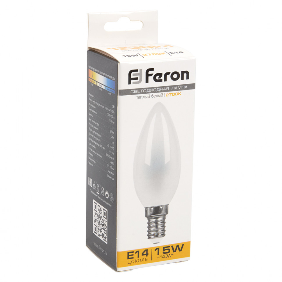 Лампа светодиодная Feron LB-717 Свеча E14 15W 230V 2700K, артикул FERON 38255