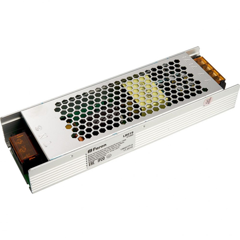Трансформатор электронный для светодиодной ленты 150W 24V (драйвер), LB019, артикул FERON 41060