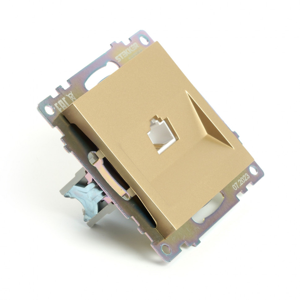 Розетка компьютерная 1-местная RJ-45 (механизм), STEKKER, GLS00-7107-08, серия Катрин, золото, артикул STEKKER 49227