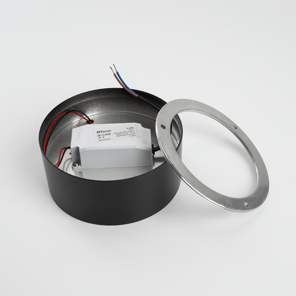Светильник накладной со светодиодами 20W, 1400Lm, черный (4000К), AL200 “Simple matte”, артикул FERON 48077
