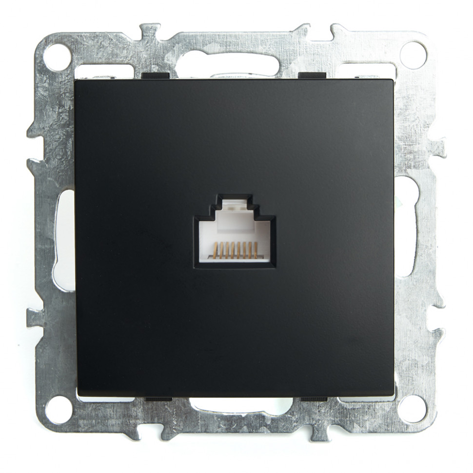 Розетка компьютерная 1-местная RJ-45 (механизм), STEKKER PST00-9107-03, серия Эрна, черный, артикул STEKKER 49151