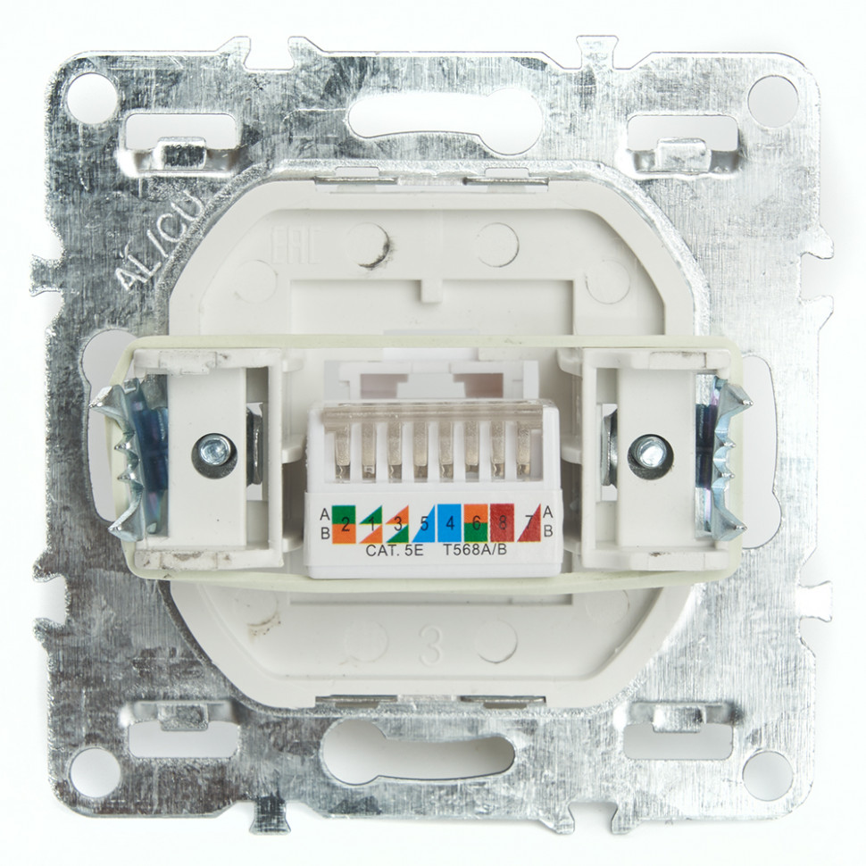 Розетка компьютерная 1-местная RJ-45 (механизм), STEKKER PST00-9107-03, серия Эрна, черный, артикул STEKKER 49151