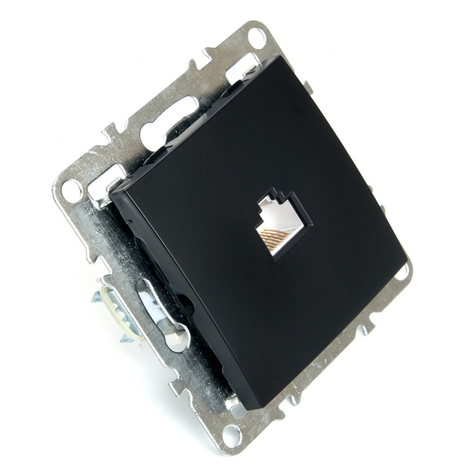 Розетка компьютерная 1-местная RJ-45 (механизм), STEKKER PST00-9107-03, серия Эрна, черный, артикул STEKKER 49151
