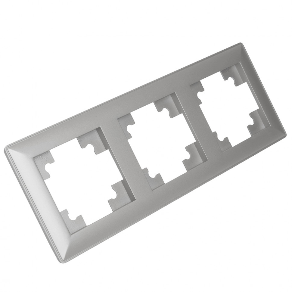 Рамка STEKKER, PFR00-7003-03 3-местная, пластик, серия Катрин, серебро, артикул STEKKER 39799