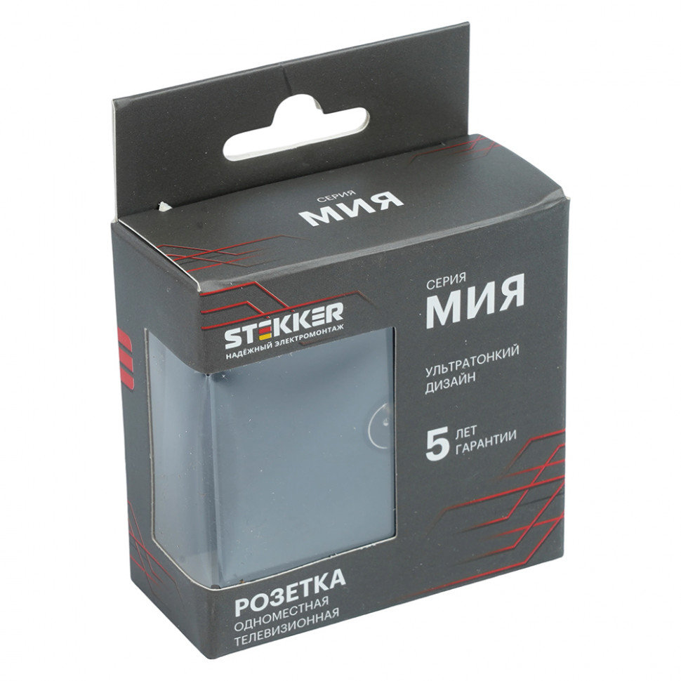 Розетка телевизионная 1-местная (механизм), STEKKER, 75 Ом, 5-862МГц, серия Мия, RST00-3108-05, черный бархат, артикул STEKKER 50449
