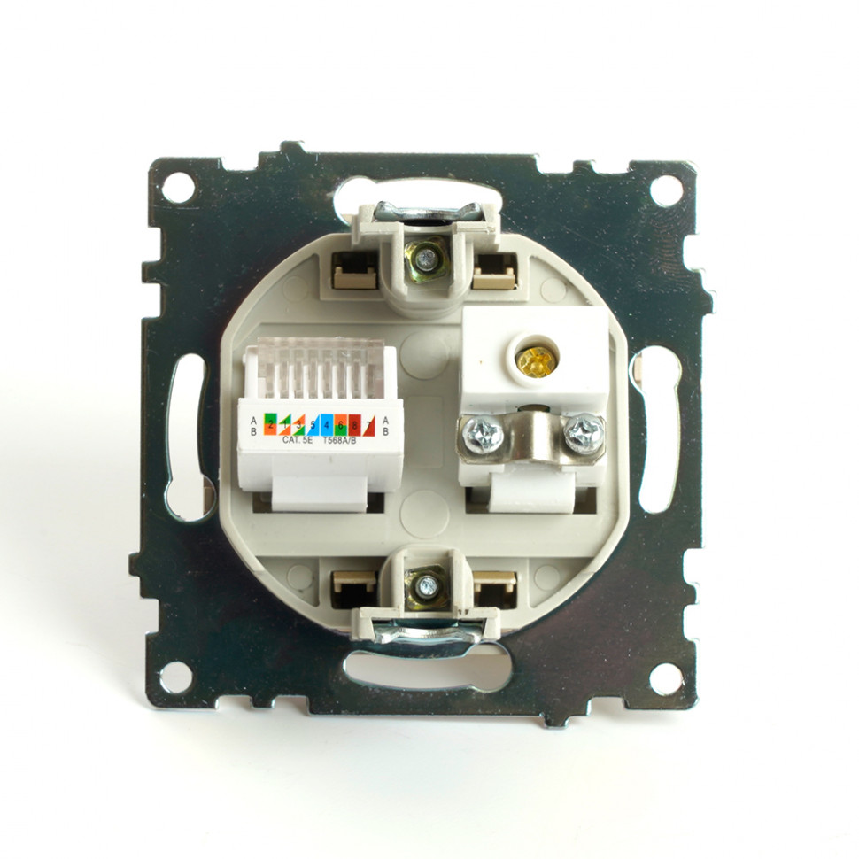 Розетка TV + компьютерная RJ-45 (механизм), STEKKER, GLS00-7106-08, серия Катрин, золото, артикул STEKKER 49230