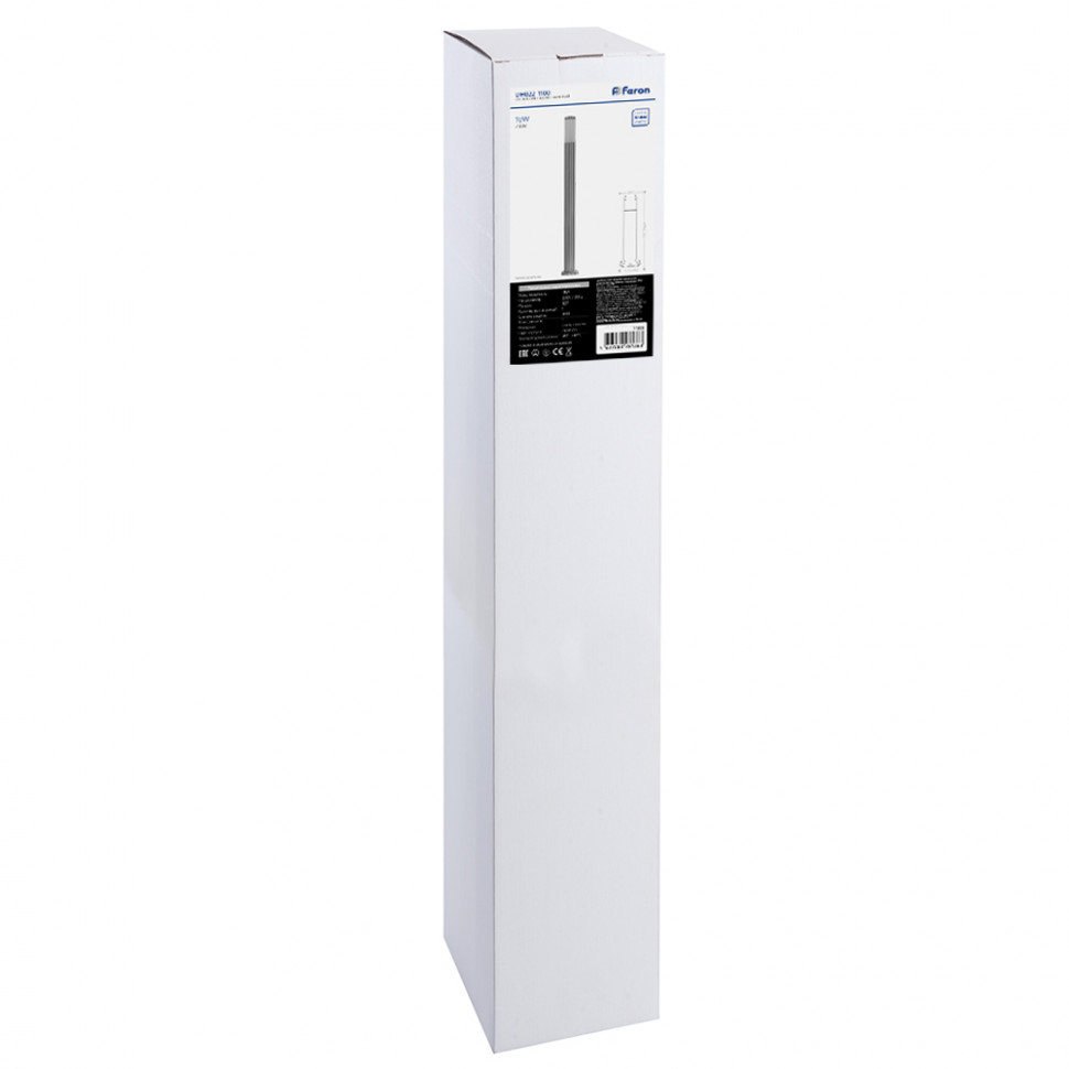 Светильник садово-парковый Feron DH022-1100, Техно столб, 18W E27 230V, серебро, артикул FERON 11808