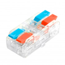 Клемма супер-компактная проходная STEKKER LD219-422 2-х контактная, прозрачный, красный, синий, 10шт