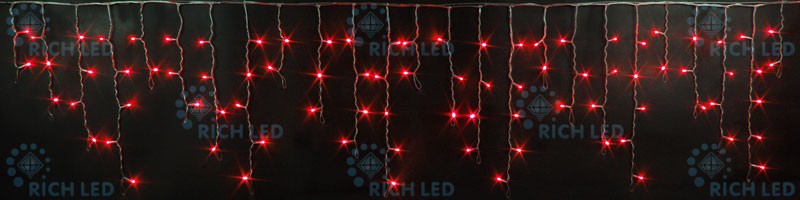 Гирлянда бахрома 3*0.5 м красный, прозрачный провод Rich LED RL-i3*0.5-T/R 