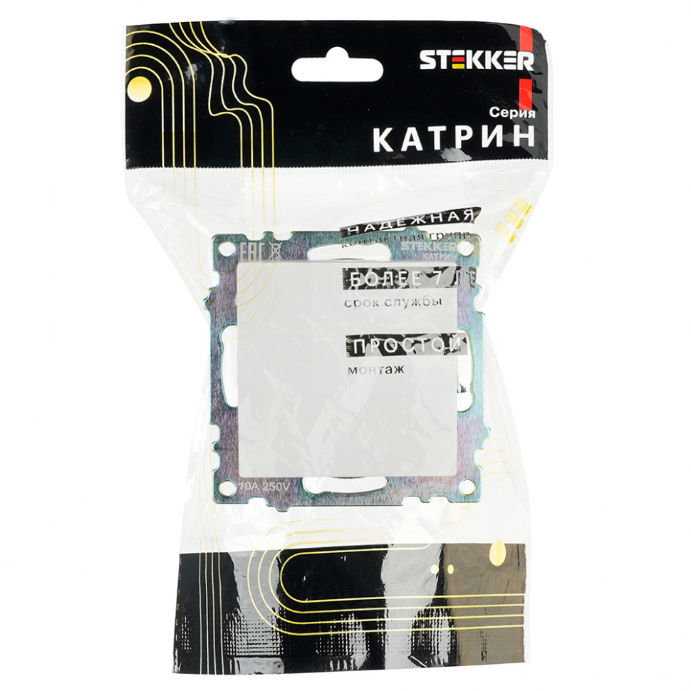 Выключатель 1-клавишный (механизм), STEKKER GLS10-7103-01, 250V, 10А, серия Катрин, белый, артикул STEKKER 39298