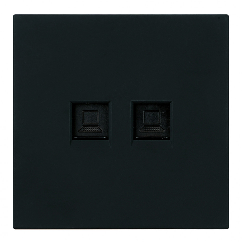 Розетка компьютерная 2-местная RJ-45 (механизм), STEKKER,  серия Мия, RST00-3111-05, черный бархат, артикул STEKKER 50451