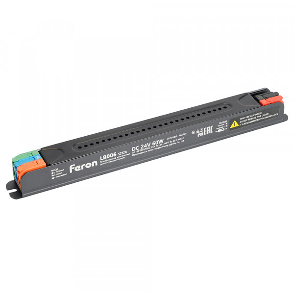 Трансформатор  для светодиодной ленты с диммированием 60W 24V IP20 , клипсы, LB006