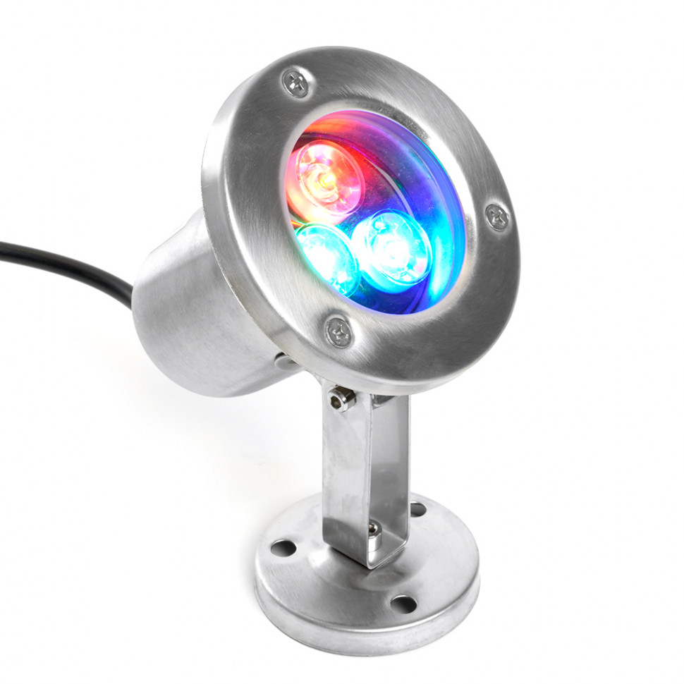 Светодиодный прожектор подводный Feron LL-822, 3W, AC24V, низковольтный, RGB, металлик, 80*80*130mm, IP68, артикул FERON 48467