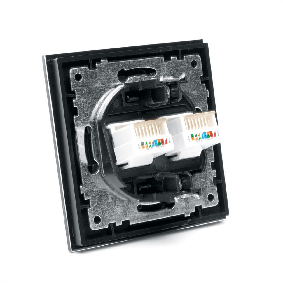 Розетка компьютерная 2-местная RJ-45 ,STEKKER ,GLS00-7006-05, серия Катрин, черный, артикул STEKKER 39509