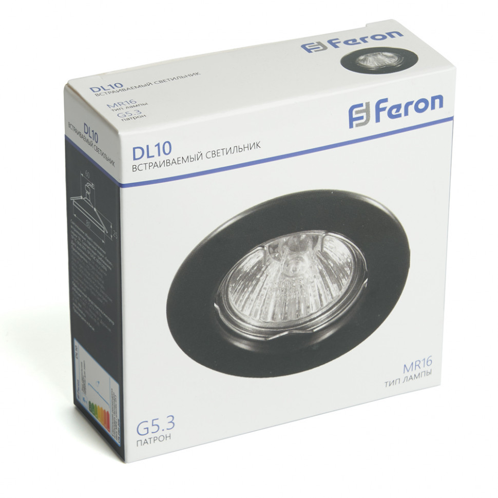 Светильник потолочный встраиваемый Feron  DL10 MR16 50W G5.3 черный матовый, артикул FERON 48464