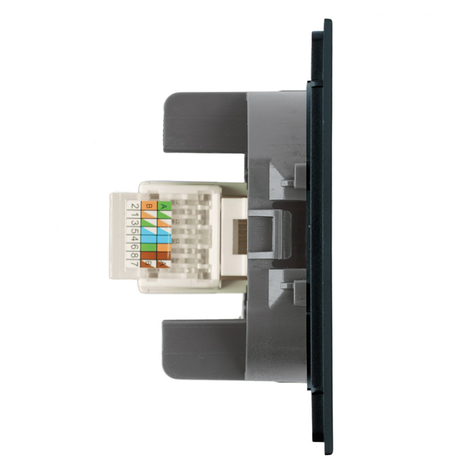 Розетка компьютерная 1-местная RJ-45 (механизм), STEKKER, серия Мия, RST00-3117-05, черный бархат, артикул STEKKER 50450