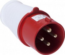 Вилка прямая STEKKER PPG32-41-441 для силовых кабелей сечением 2,5-6 мм2, 4 PIN, нейлон/латунь 415В, 32A, IP44, красная