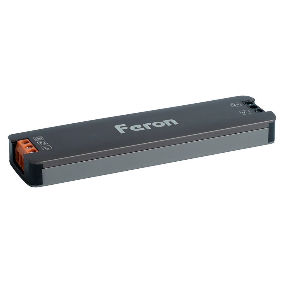 Трансформатор электронный для светодиодной ленты 100W 24V 123*33.8*13мм IP20 (драйвер), LB010 FERON, артикул FERON 53146