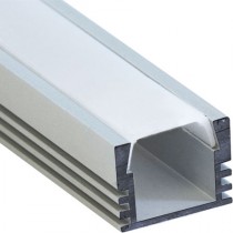 Профиль алюминиевый Feronдля светодиодной ленты CAB261  "накладной" широкий с заглушками