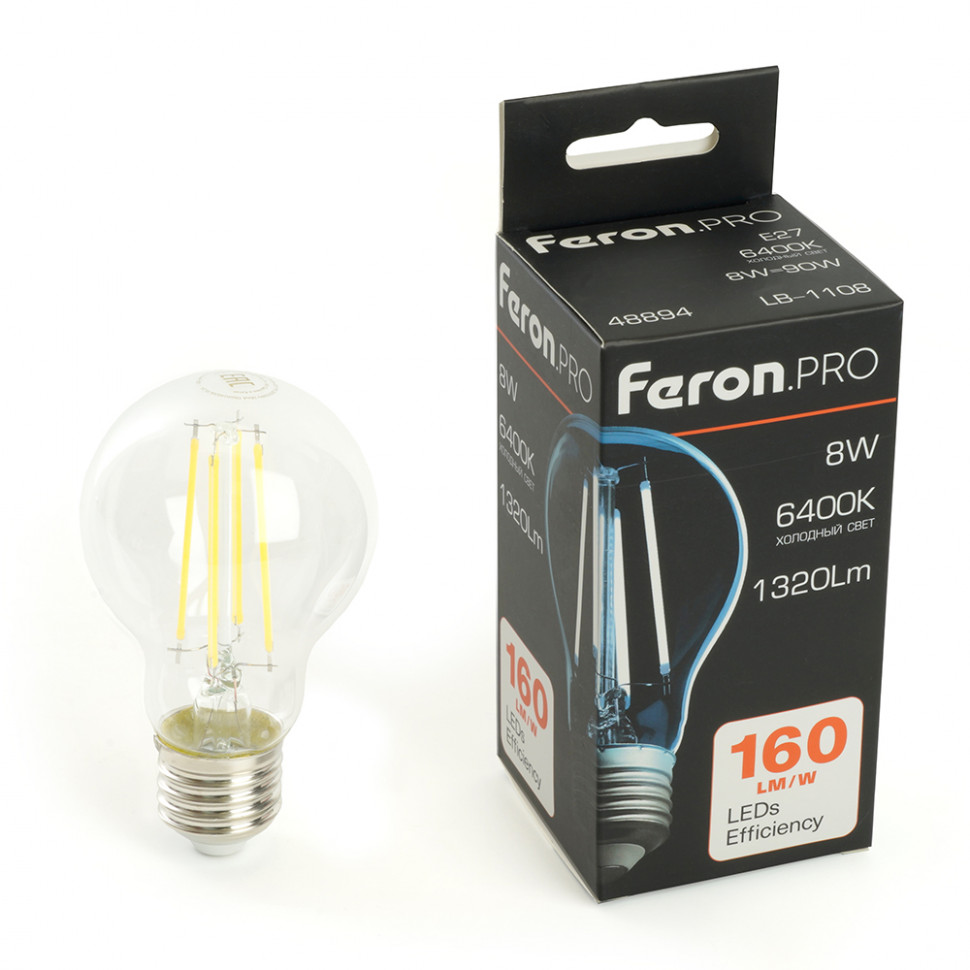 Лампа светодиодная Feron.PRO LB-1108 Шар E27 1320LM 8W 175-265V 6400K, артикул FERON 48894
