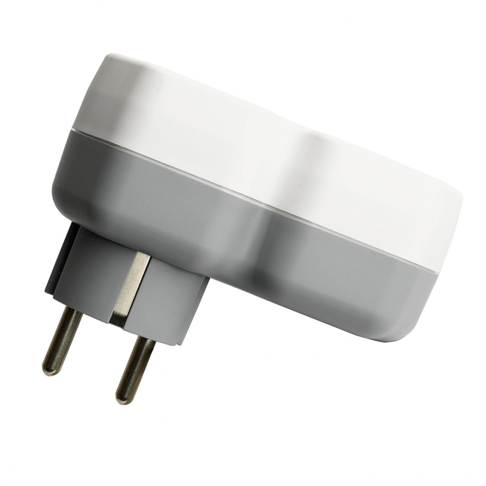 Разветвитель сетевой на 1 выход с/з STEKKER 250В, 16А, USB A+ Type C, 2,4А, PD, белый/серый, ADP16-16-20, артикул STEKKER 50109
