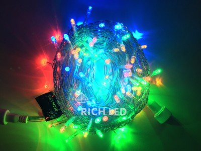 Светодиодная гирлянда 10 м, 220В, мульти, прозрачный провод Rich LED RL-S10C-220V-T/M 