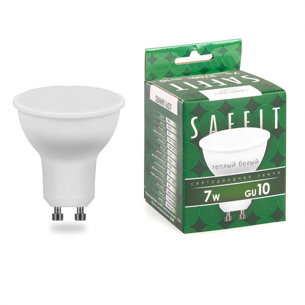 Лампа светодиодная SAFFIT SBMR1607 MR16 GU10 7W 230V 2700K, артикул SAFFIT 55145
