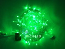 Светодиодная гирлянда 10 м, 220В, зеленый, прозрачный провод Rich LED