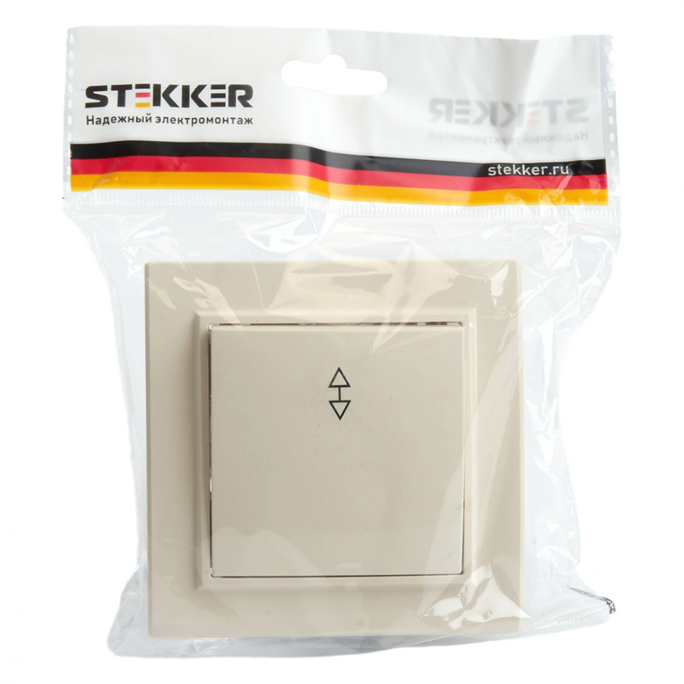 Переключатель 1-клавишный STEKKER  PSW10-9005-02, 250В, 10А, серия Эрна, слоновая кость, артикул STEKKER 39618