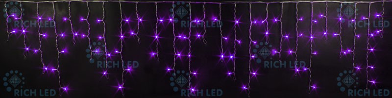 RL-i3*0.5-T/V Гирлянда бахрома 3*0.5 м фиолетовый, прозрачный провод Rich LED 