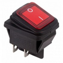 Выключатель клавишный 250V 15А (4с) ON-OFF красный  с подсветкой  ВЛАГОЗАЩИТА  REXANT