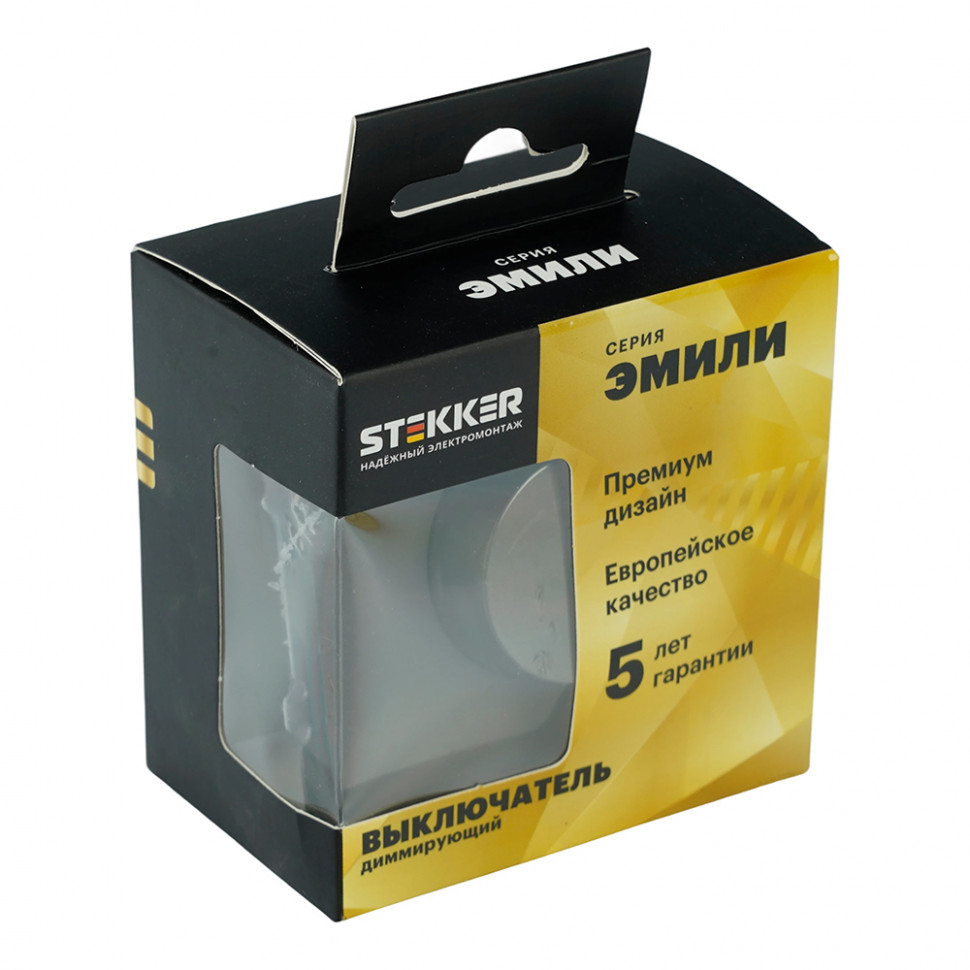 Выключатель диммирующий (механизм), STEKKER, 250В, 500W, серия Эмили, RSW10-5106-10, платиново-серый, soft touch, артикул STEKKER 49946