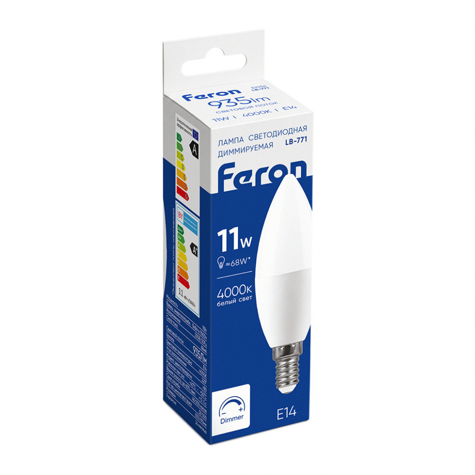 Лампа светодиодная диммируемая Feron LB-771 Свеча E14 11W 230V 4000K, артикул FERON 51056