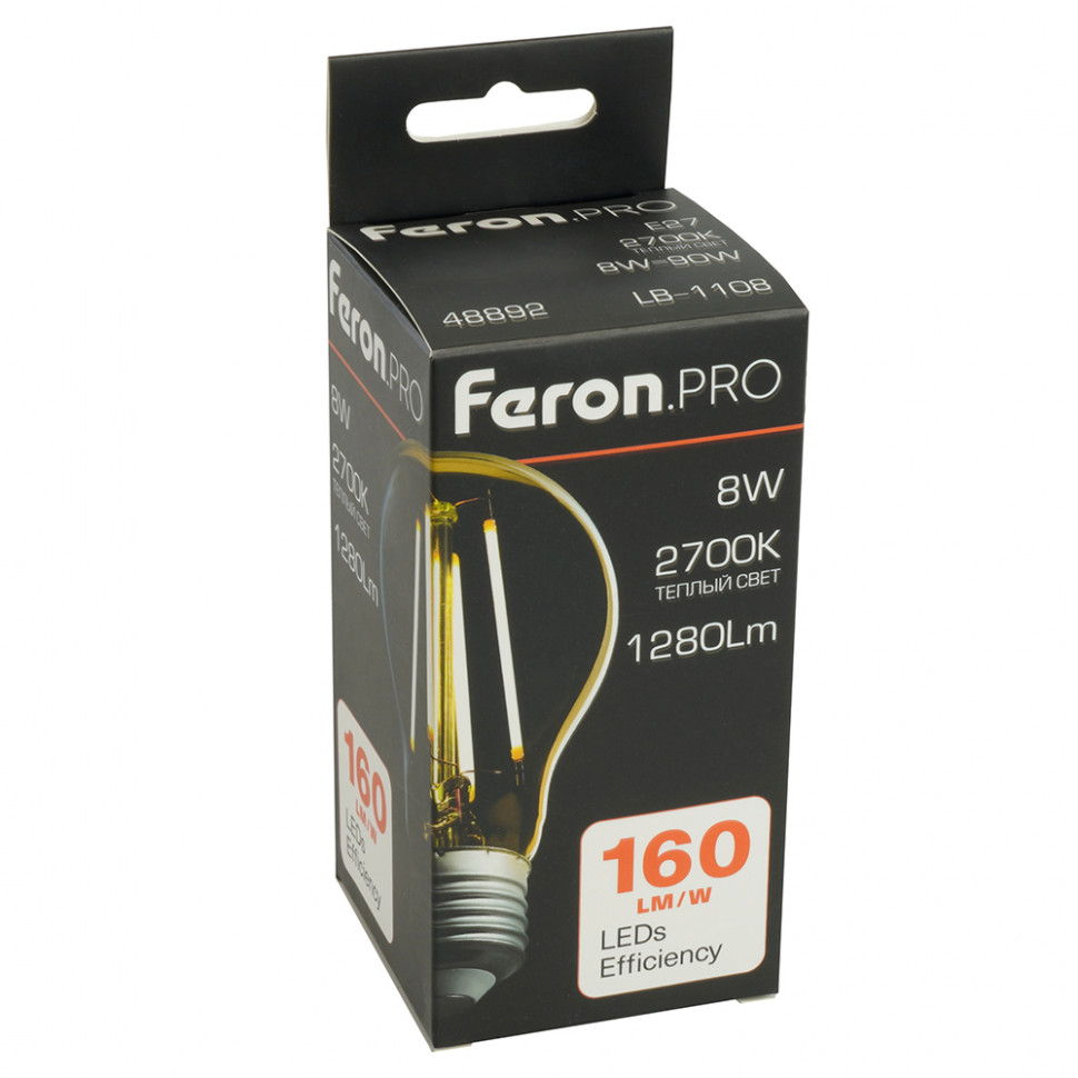 Лампа светодиодная Feron.PRO LB-1108 Шар E27 1280LM 8W 175-265V 2700K, артикул FERON 48892