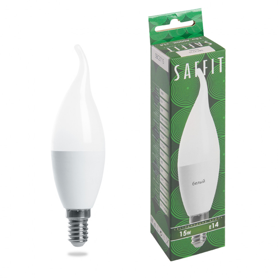 Лампа светодиодная SAFFIT SBC3715 Свеча на ветру E14 15W 230V 4000K, артикул SAFFIT 55205