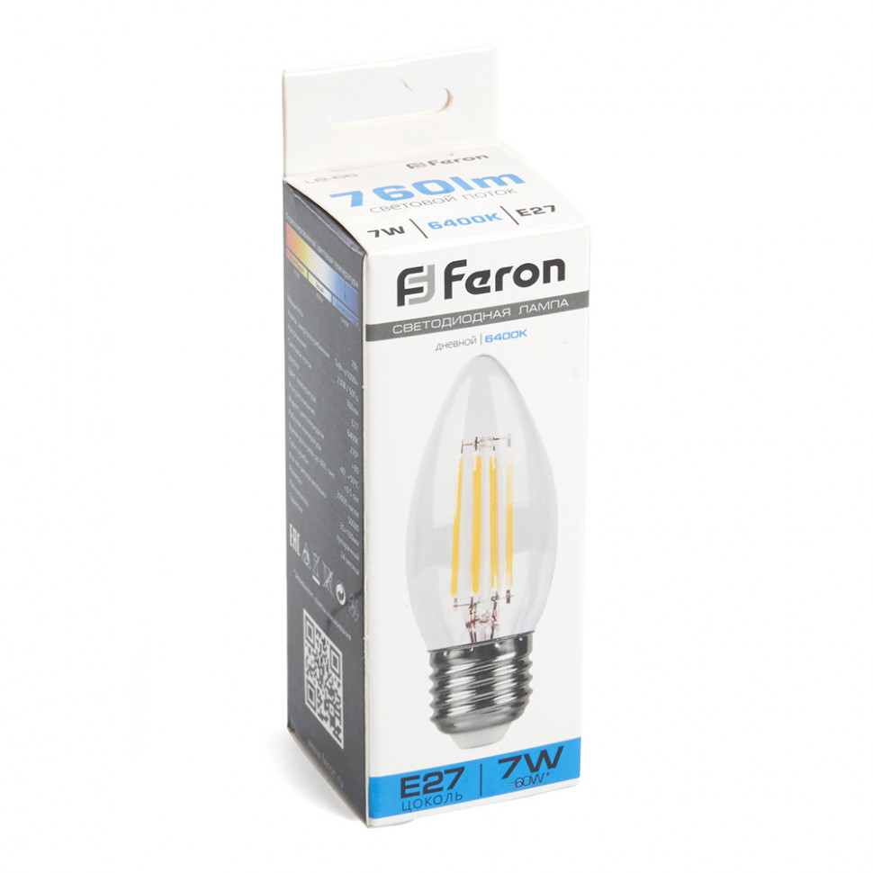 Лампа светодиодная Feron LB-66 Свеча E27 7W 230V 6400K, артикул FERON 38272